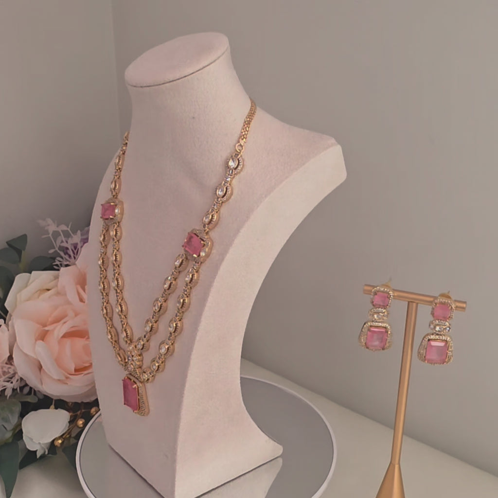 Rani Blush Double-Layer Necklace Set