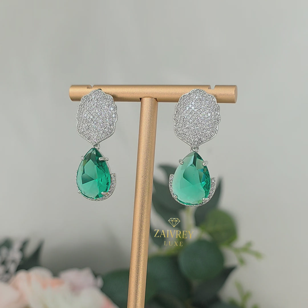 Pavé Petal & Teardrop Cubic Zirconia Earrings | Bridal & Party Jewelry