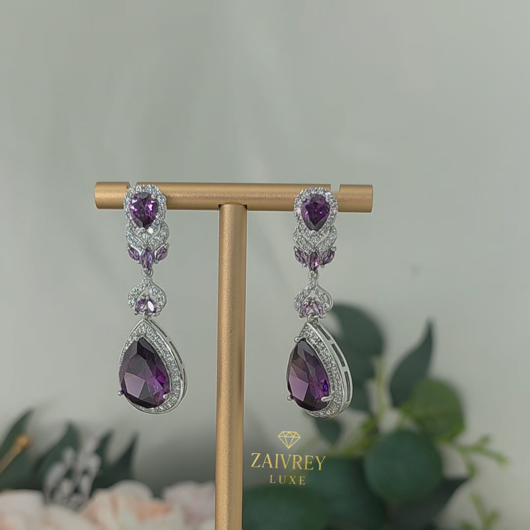 Cubic Zirconia Long Teardrop Earrings | Bridal & Party Jewelry