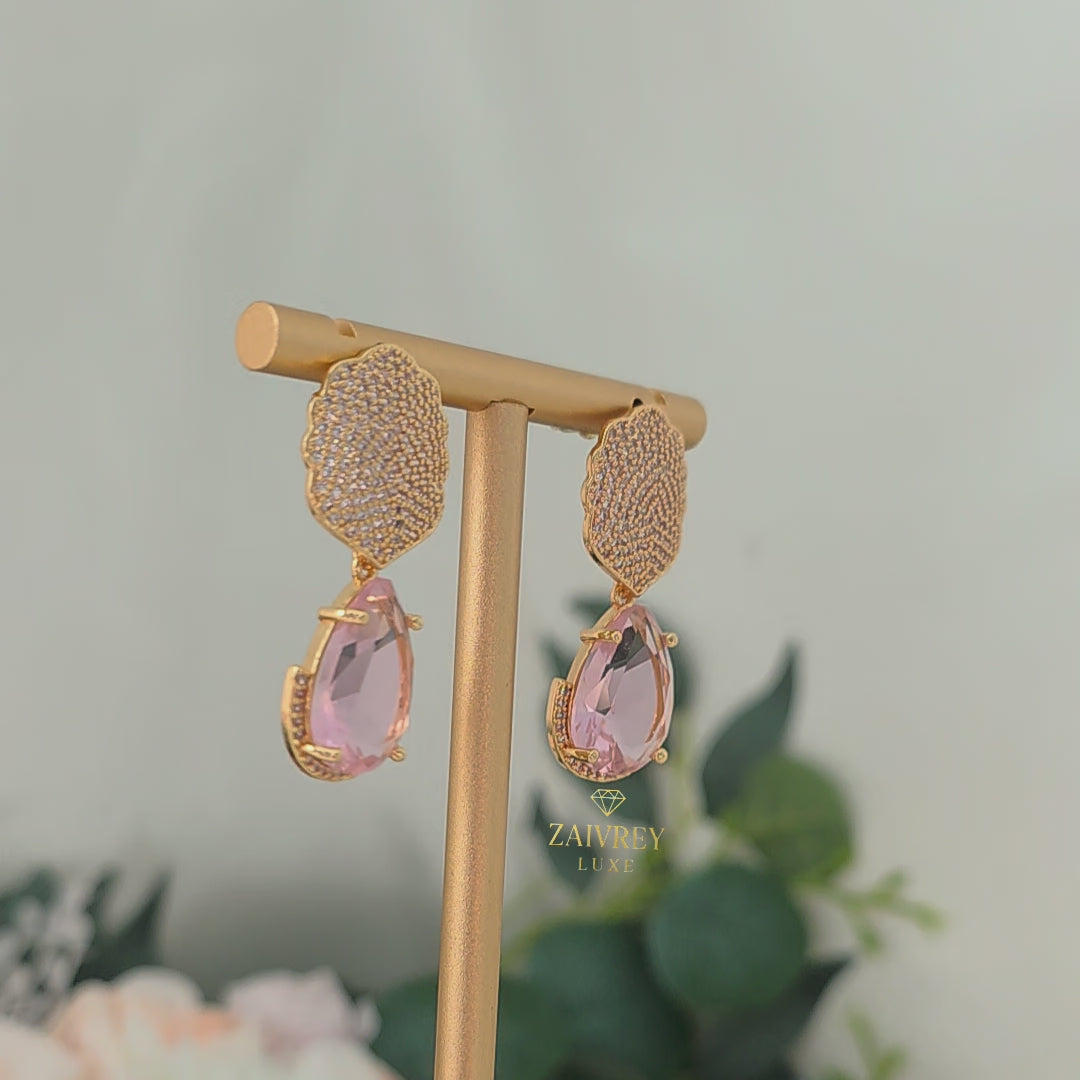 Pavé Petal & Teardrop Cubic Zirconia Earrings | Bridal & Party Jewelry