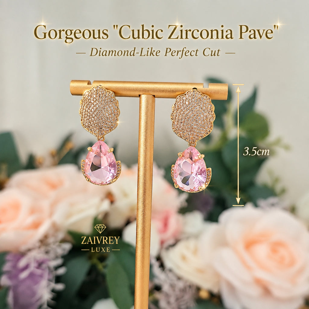 Pavé Petal & Teardrop Cubic Zirconia Earrings | Bridal & Party Jewelry