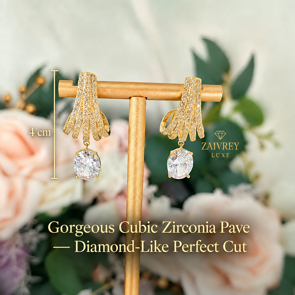 Cascade Cubic Zirconia Drop Earrings | Bridal & Party Jewelry