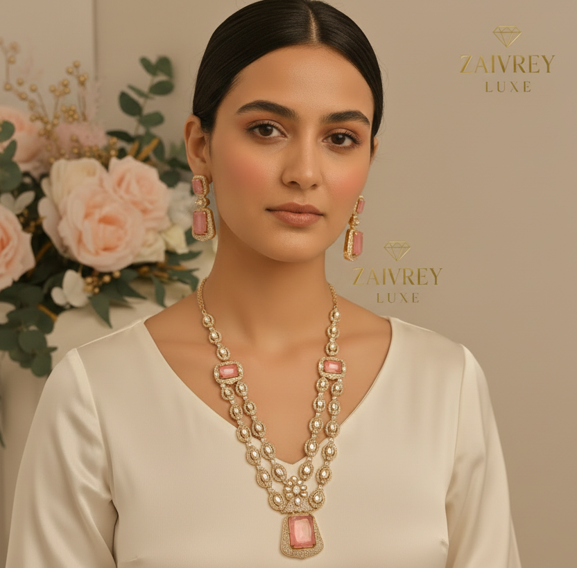 Rani Blush Double-Layer Necklace Set