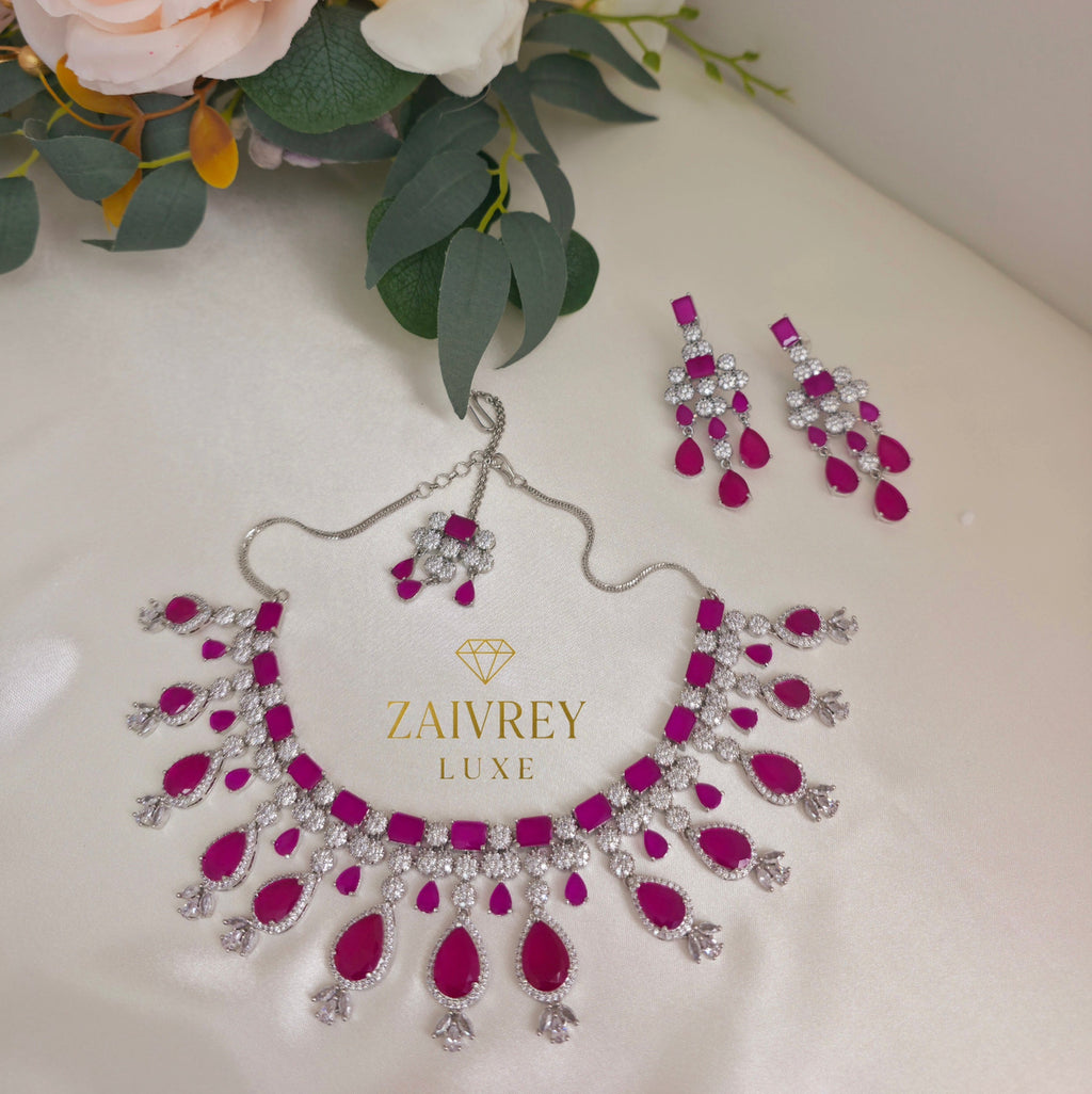 RUBELLE ÉTOILE Crystal Cascade Necklace Set