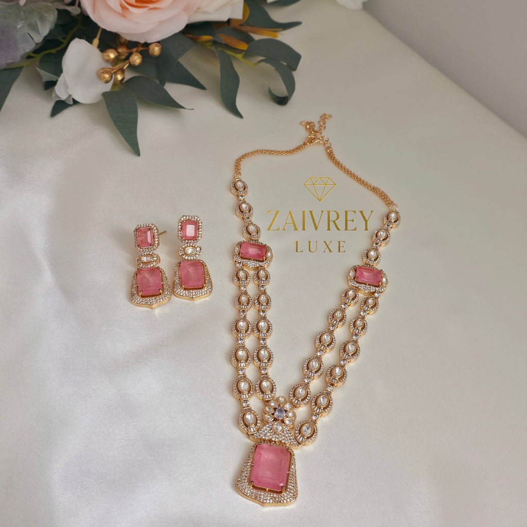 Rani Blush Double-Layer Necklace Set