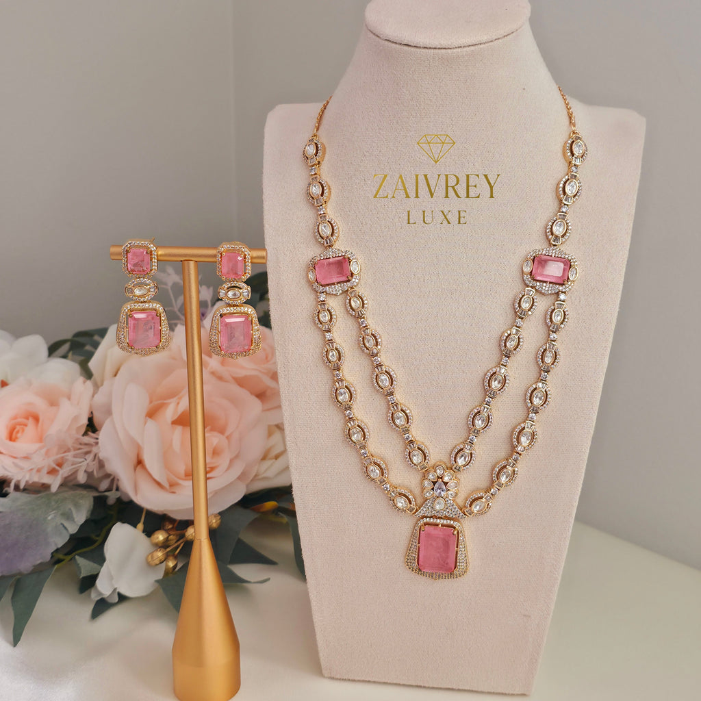 Rani Blush Double-Layer Necklace Set