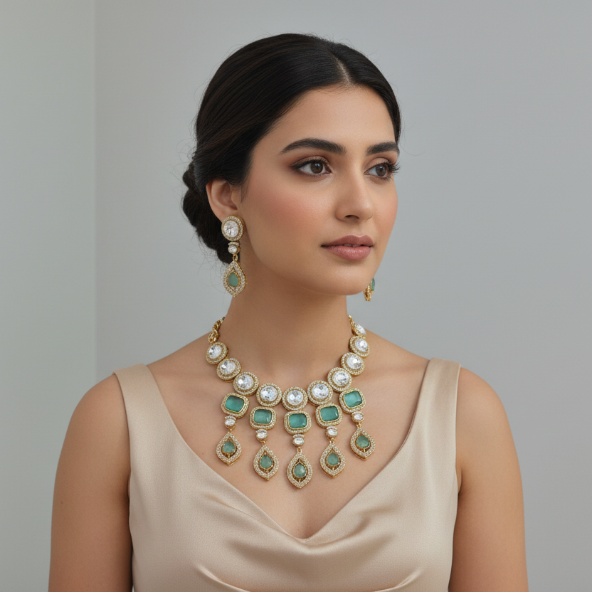 Celestia Mint Glow Necklace Set