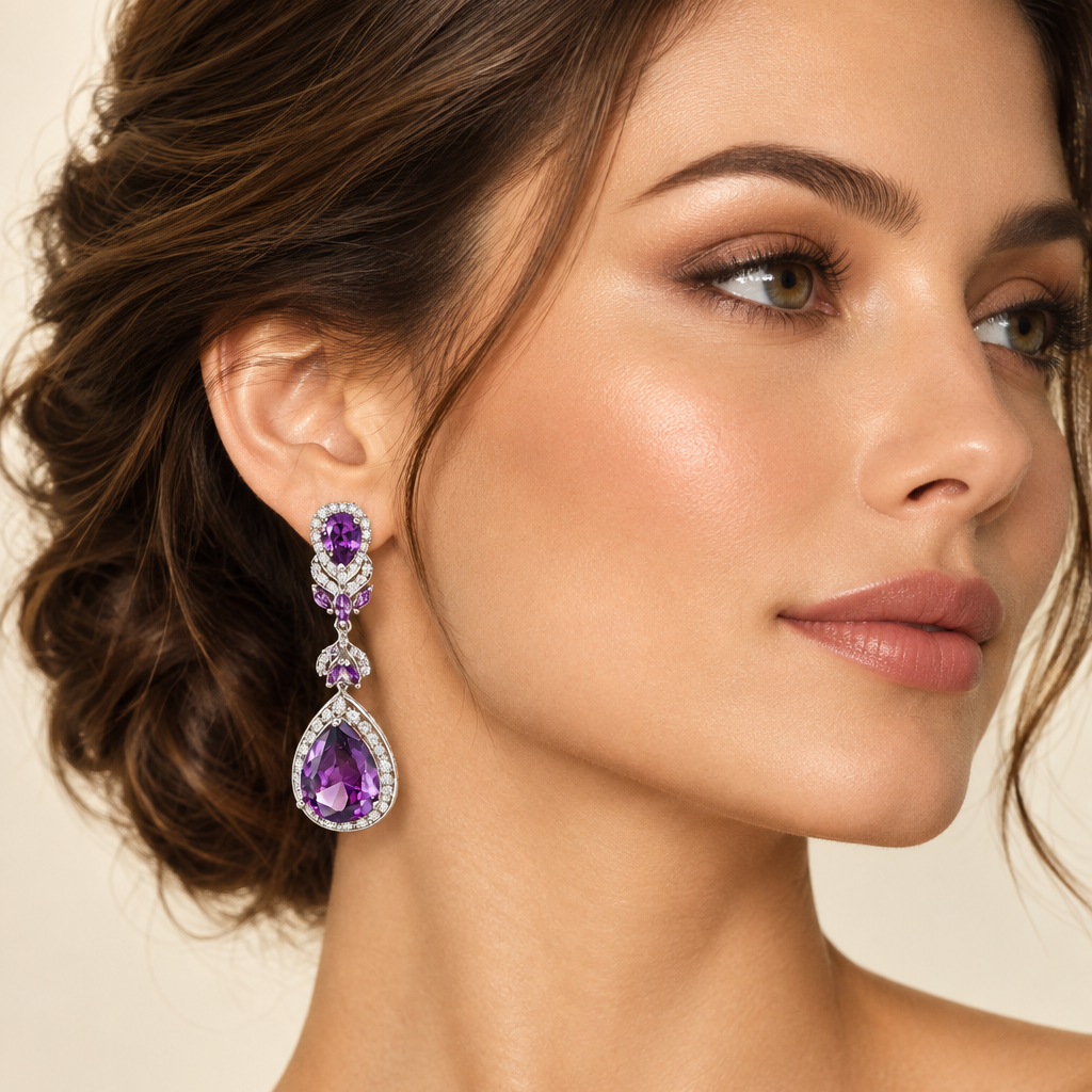 Cubic Zirconia Long Teardrop Earrings | Bridal & Party Jewelry
