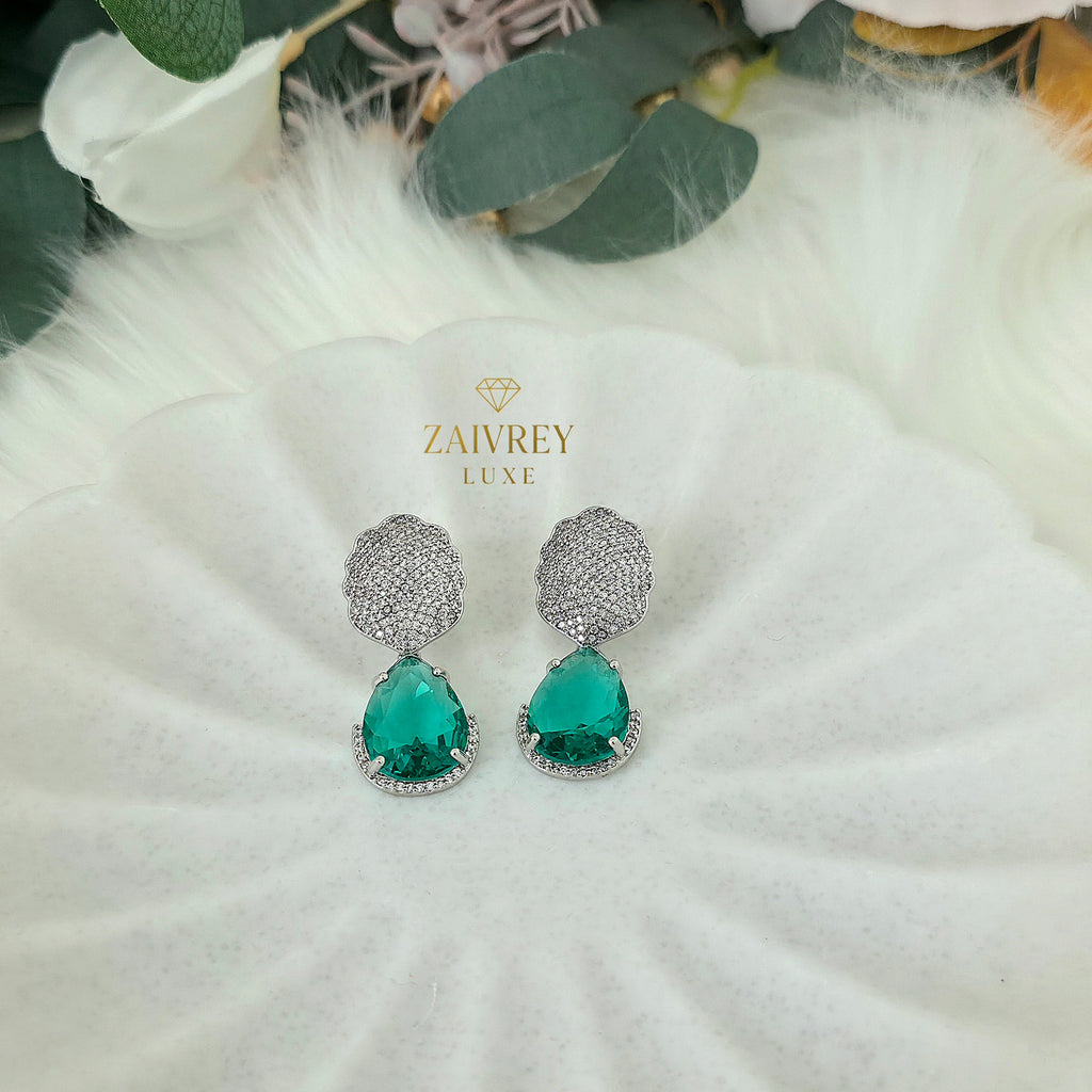Pavé Petal & Teardrop Cubic Zirconia Earrings | Bridal & Party Jewelry