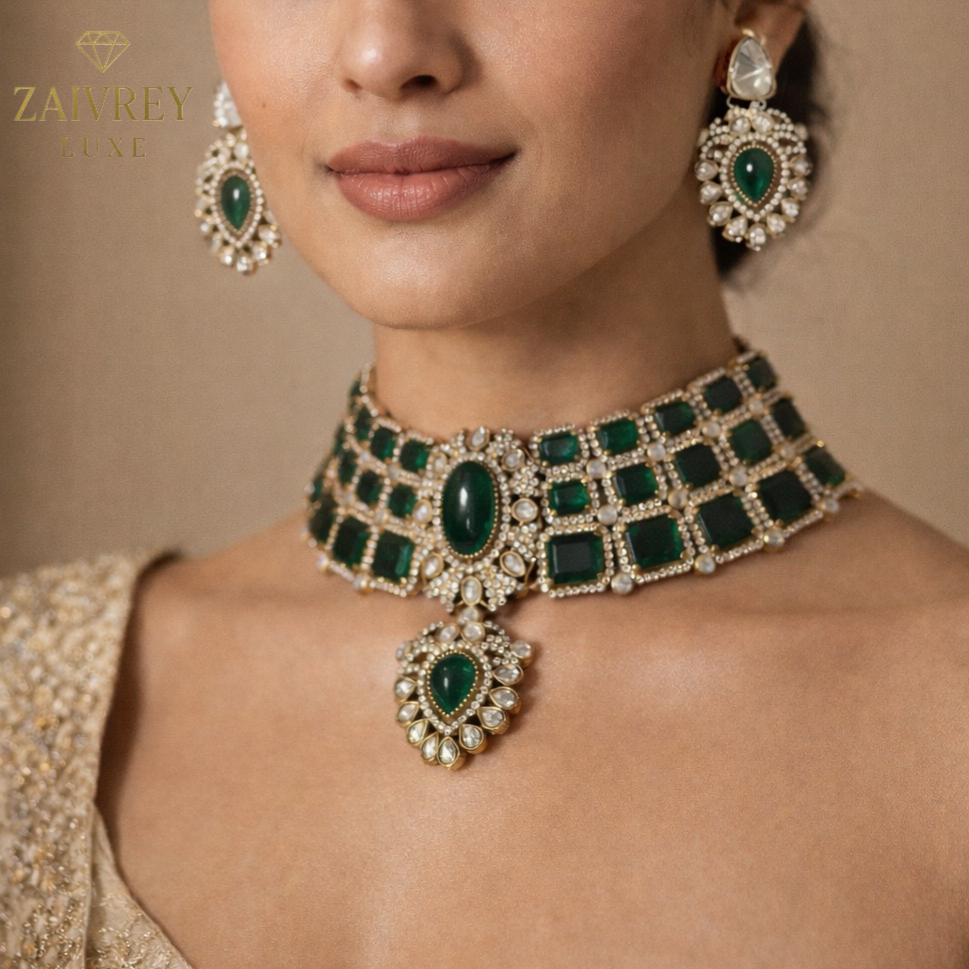 Noor Emerald Royale Choker Set