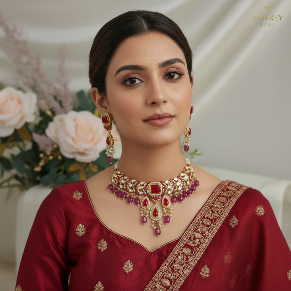 RUBELLE MAHARAANI Kundan-Inspired Choker Set