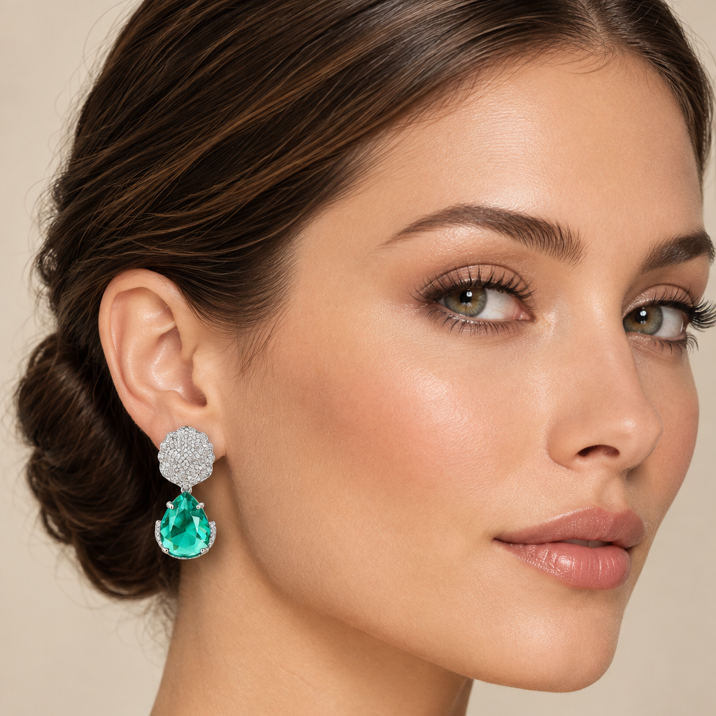 Pavé Petal & Teardrop Cubic Zirconia Earrings | Bridal & Party Jewelry