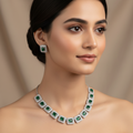 Emerald Verve Square-Cut Necklace Set