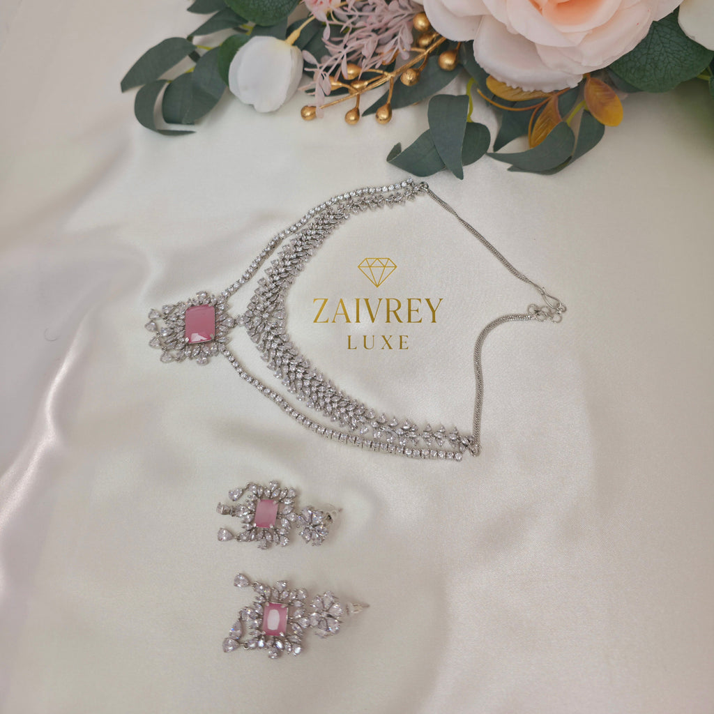ROSÉ LUMINA Crystal Cascade Necklace Set