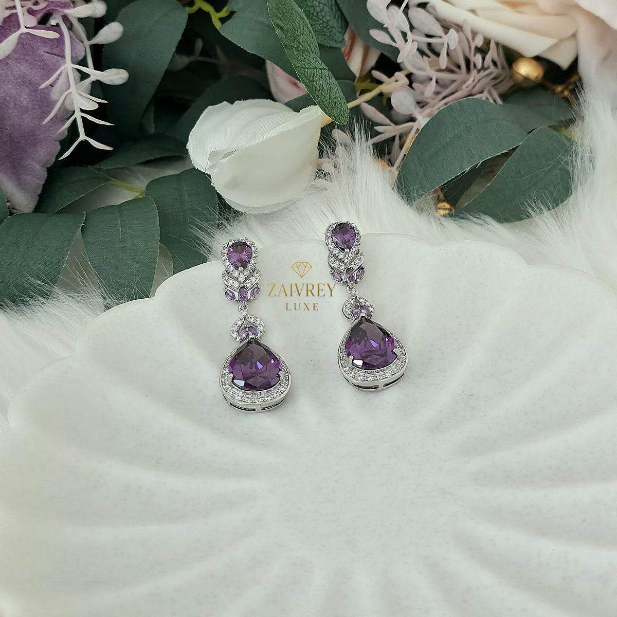 Cubic Zirconia Long Teardrop Earrings | Bridal & Party Jewelry