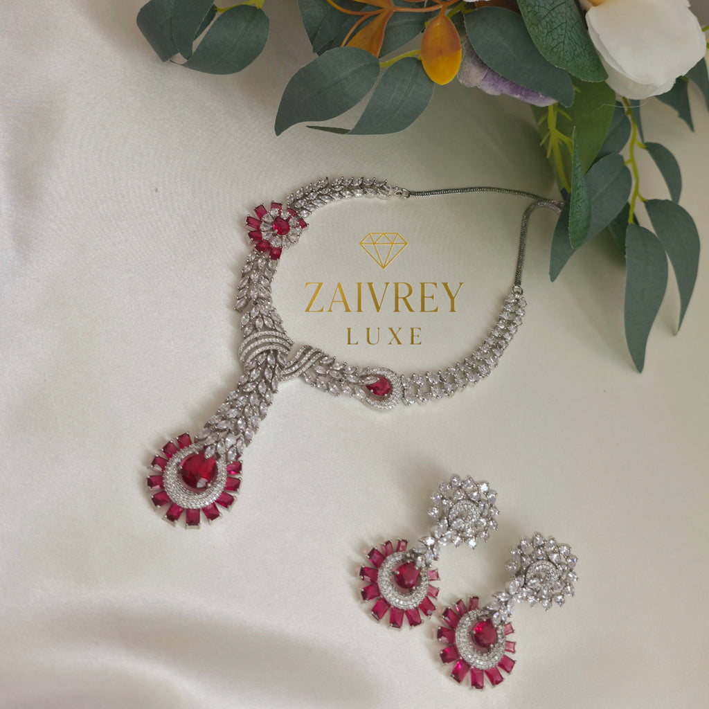 Ruhani Ruby Cascade Necklace Set