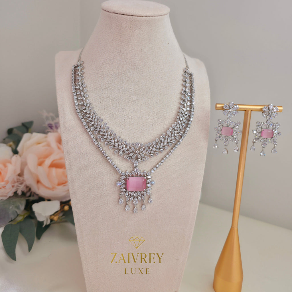 ROSÉ LUMINA Crystal Cascade Necklace Set